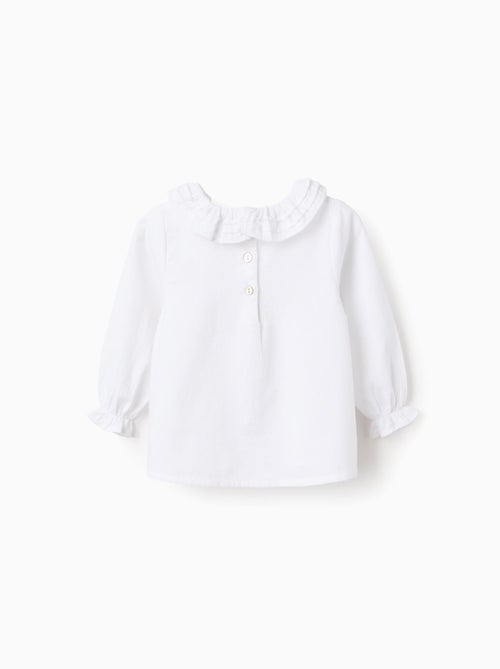 Blusa de sarga de algodón con volantes - Kiabi