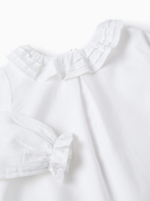 Blusa de sarga de algodón con volantes - Kiabi