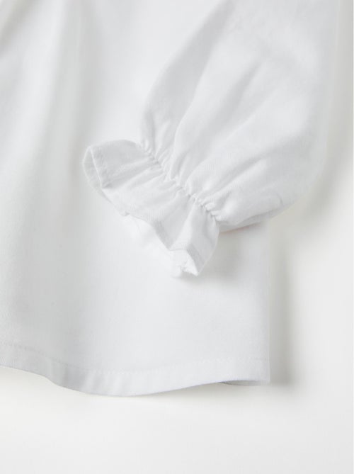 Blusa de sarga de algodón con volantes - Kiabi