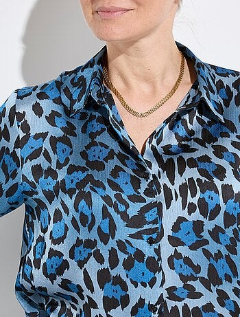 Blusa de satén de manga larga con botones - Afibel