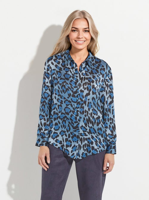 Blusa de satén de manga larga con botones - Afibel - Kiabi