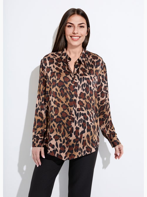 Blusa de satén de manga larga con botones - Afibel - Kiabi