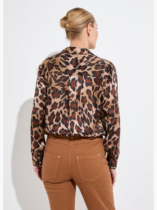 Blusa de satén de manga larga con botones - Afibel - Kiabi