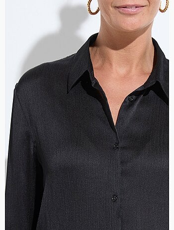Blusa de satén de manga larga con botones - Afibel