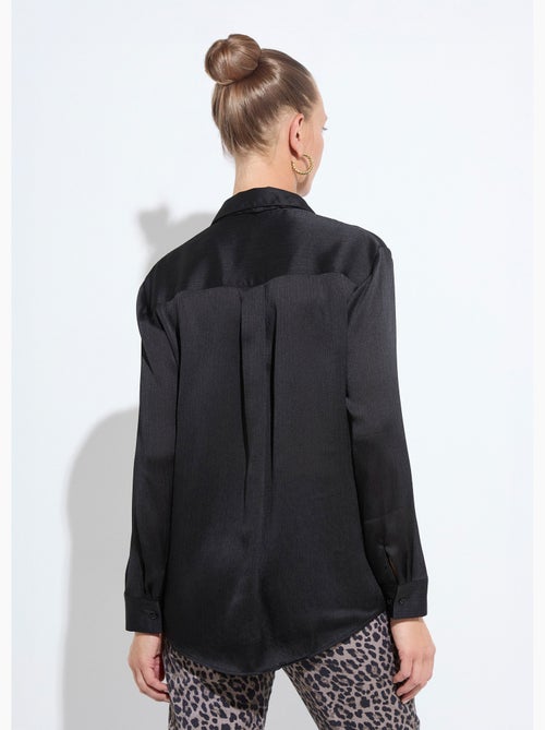 Blusa de satén de manga larga con botones - Afibel - Kiabi