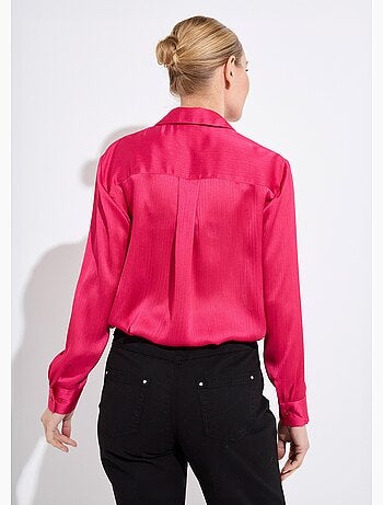 Blusa de satén de manga larga con botones - Afibel
