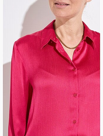 Blusa de satén de manga larga con botones - Afibel