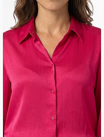Blusa de satén de manga larga con botones - afibel
