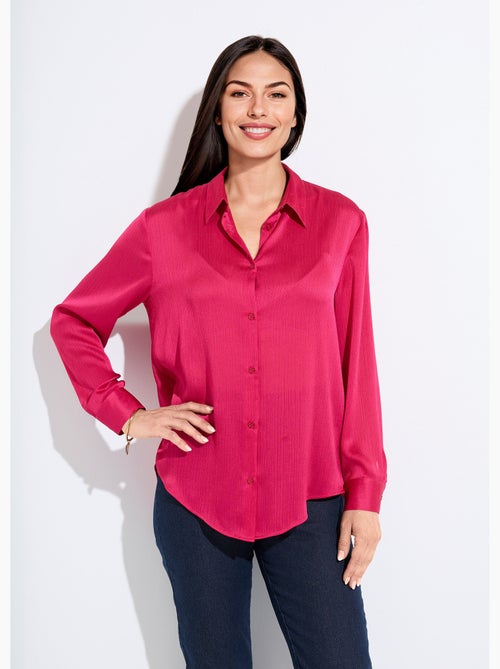 Blusa de satén de manga larga con botones - Afibel - Kiabi