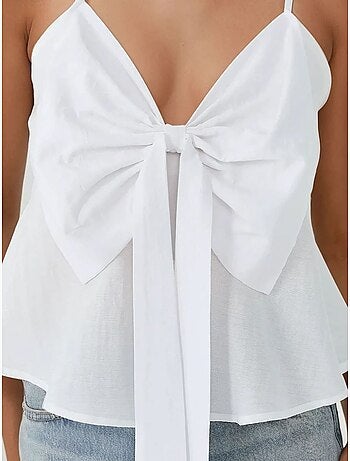 Blusa de tacto suave con escote en v y detalle de lazo hiccup