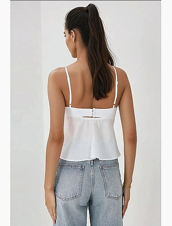 Blusa de tacto suave con escote en v y detalle de lazo hiccup