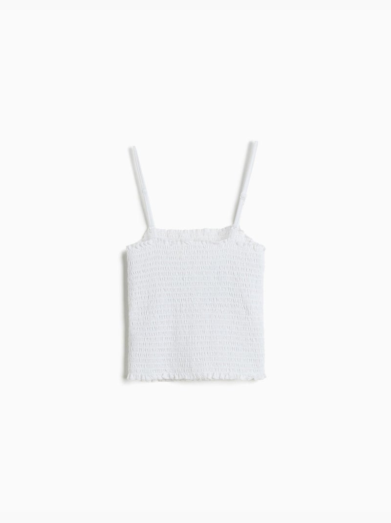 Blusa de tapa fruncida, mo fashion Blanco - Kiabi