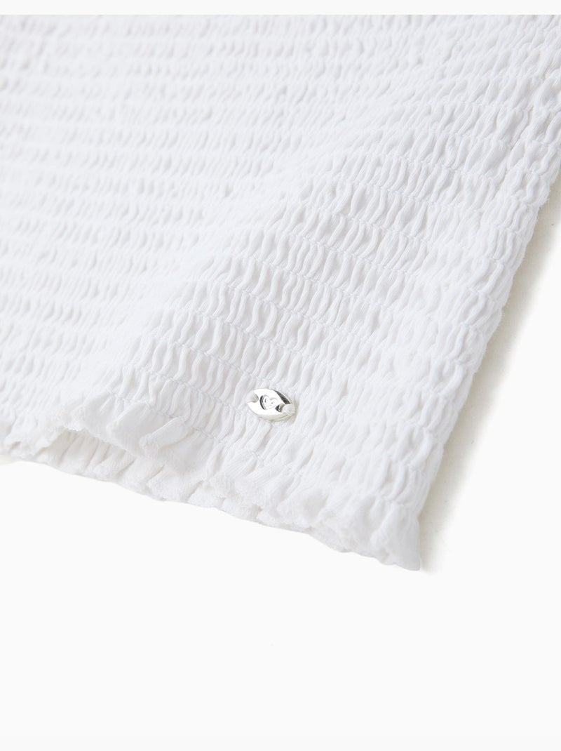 Blusa de tapa fruncida, mo fashion Blanco - Kiabi
