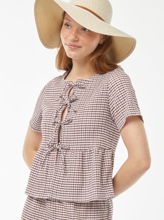 Blusa de tejido de crepé anudable