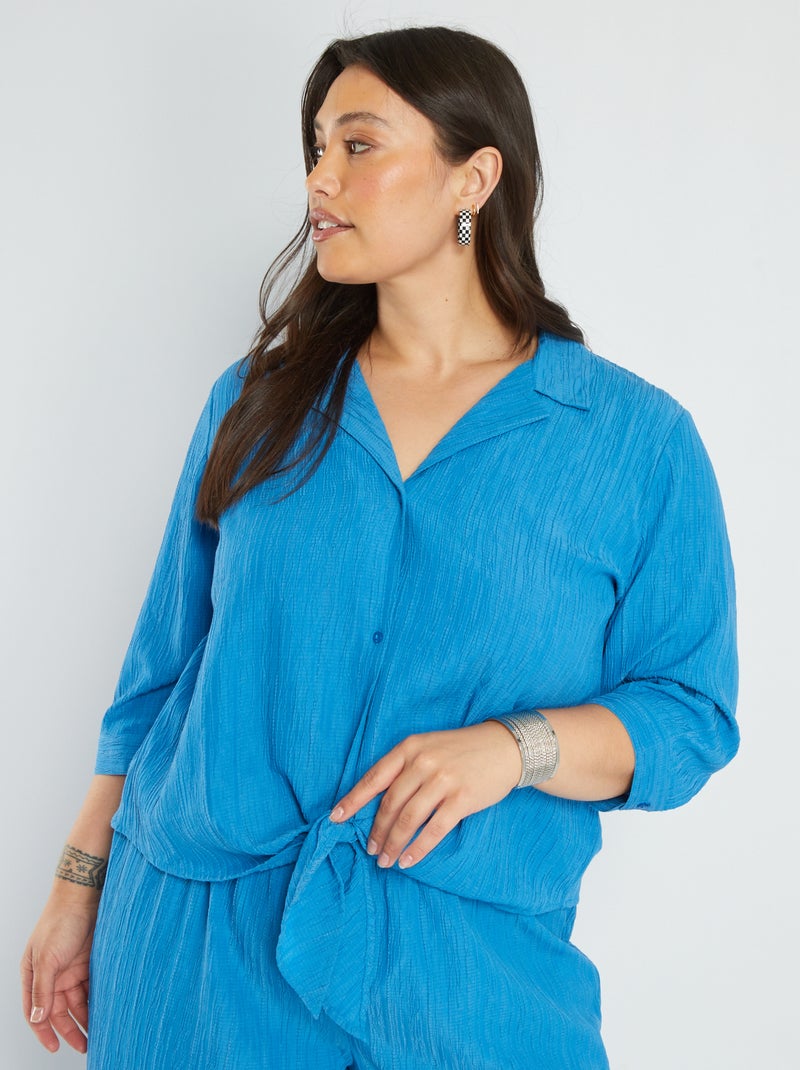 Blusa de tejido de crepé AZUL - Kiabi