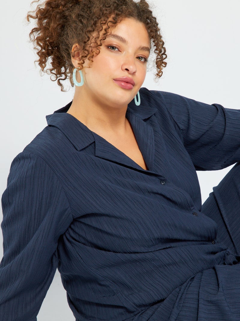 Blusa de tejido de crepé azul oscuro - Kiabi