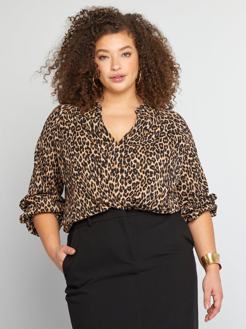 Blusa de tejido de crepé BEIGE - Kiabi