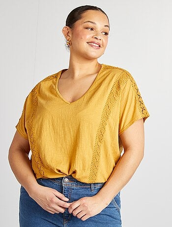 Blusa de tejido de crepé con bordados