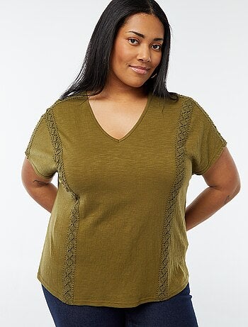 Blusa de tejido de crepé con bordados