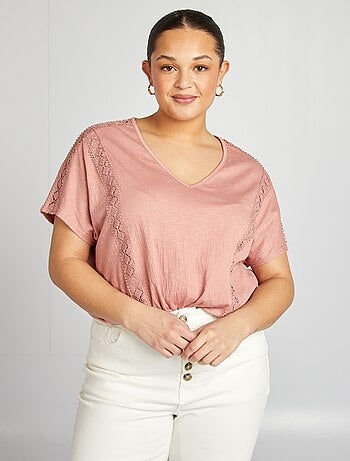 Blusa de tejido de crepé con bordados