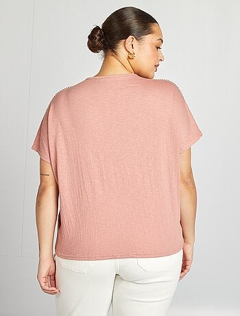 Blusa de tejido de crepé con bordados