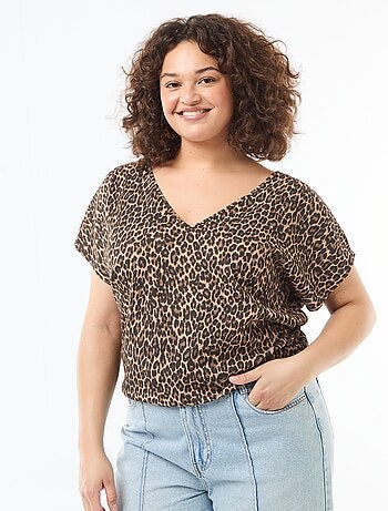 Blusa de tejido gofrado con manga corta