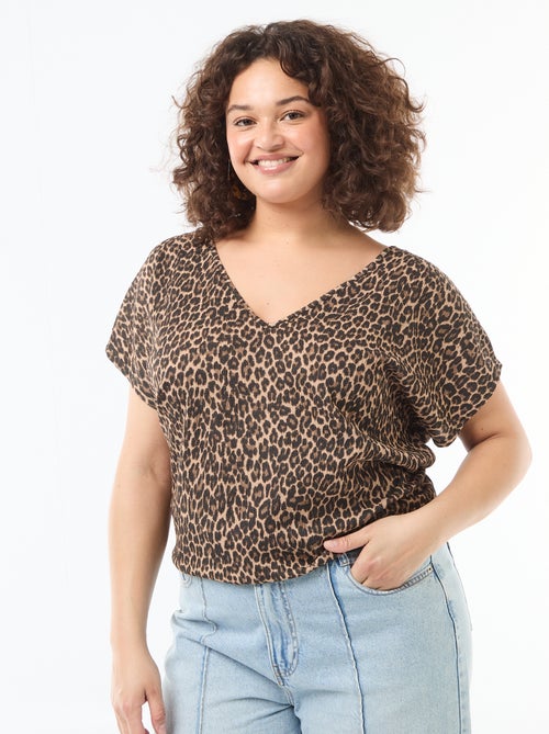 Blusa de tejido gofrado con manga corta - Kiabi