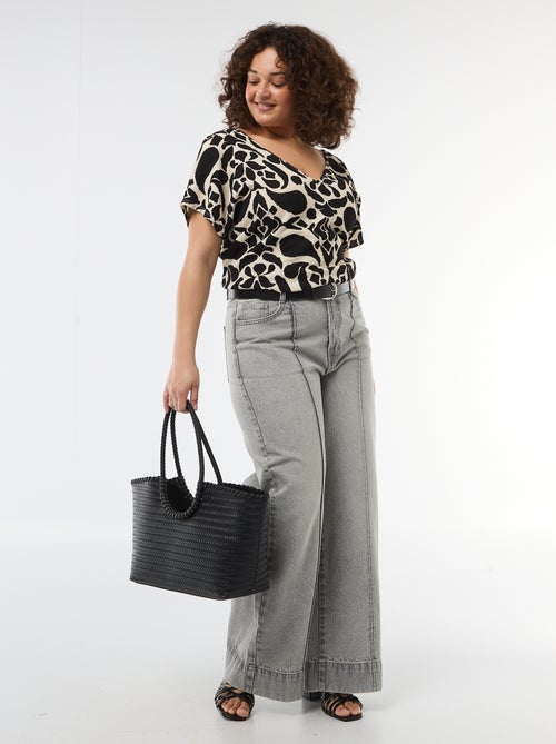 Blusa de tejido gofrado con manga corta - Kiabi