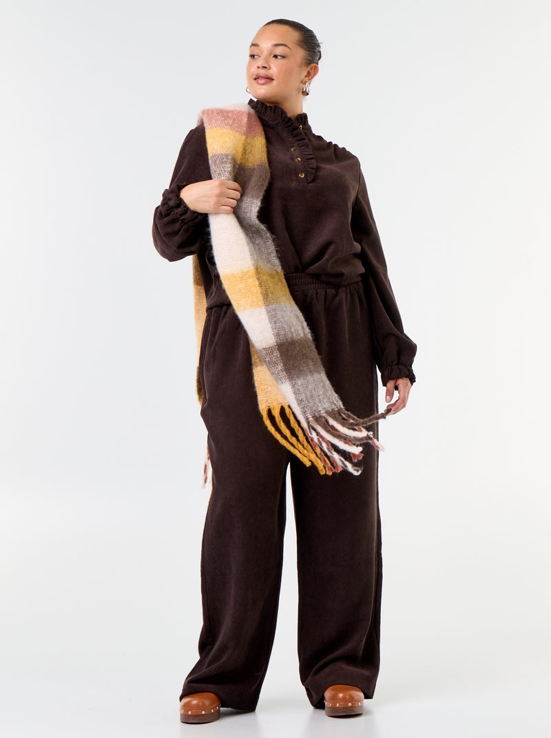 Blusa de terciopelo acanalado Marron - Kiabi