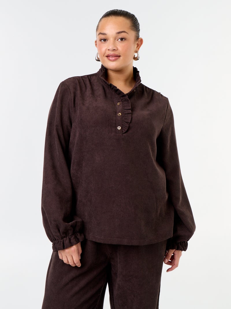 Blusa de terciopelo acanalado Marron - Kiabi