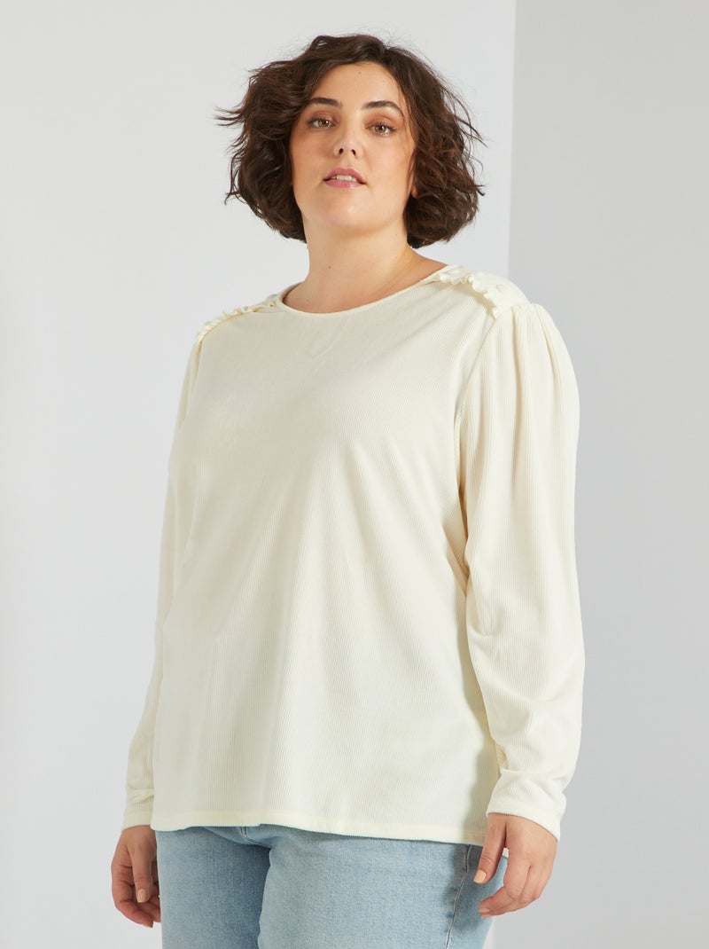 Blusa de terciopelo BLANCO - Kiabi