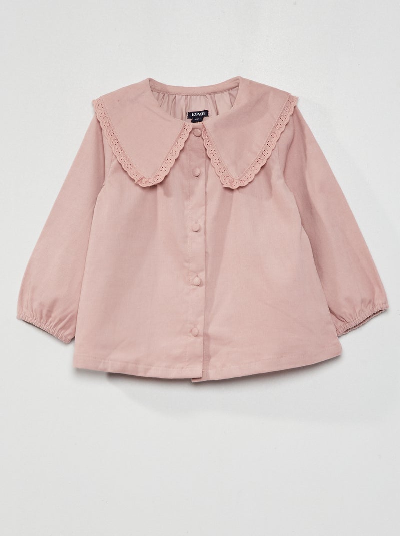 Blusa de terciopelo con cuello bordado PURPURA - Kiabi