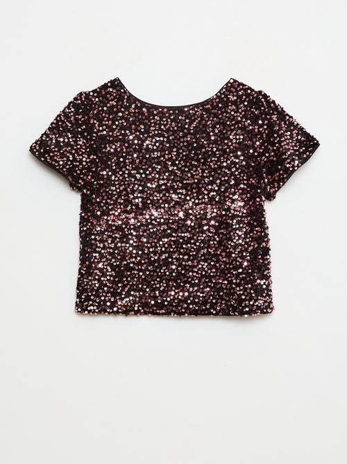 Blusa de terciopelo con lentejuelas - Kiabi