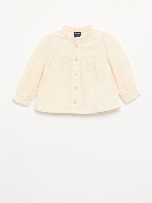 Blusa de terciopelo con puños bordados - Kiabi