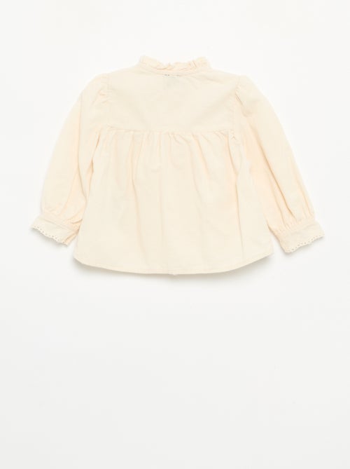 Blusa de terciopelo con puños bordados - Kiabi