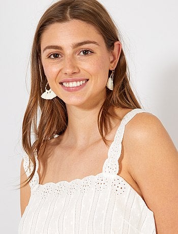 Blusa de tirantes con bordado inglés - Kiabi