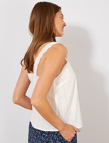 Blusa de tirantes con bordado inglés - Kiabi