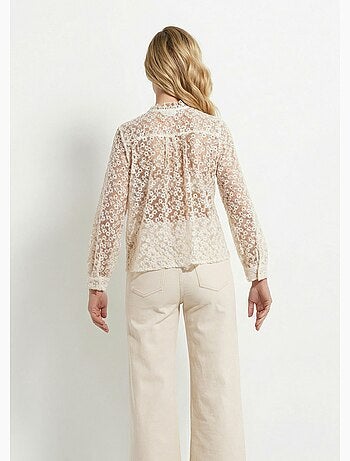 Blusa de tul bordada con flores - AFIBEL