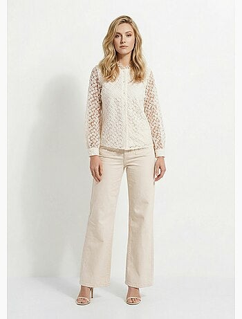 Blusa de tul bordada con flores - AFIBEL