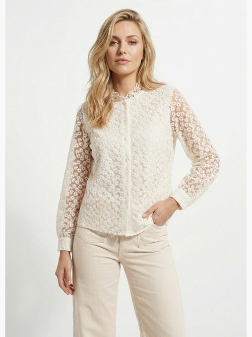 Blusa de tul bordada con flores - AFIBEL - Kiabi