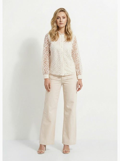 Blusa de tul bordada con flores - AFIBEL - Kiabi