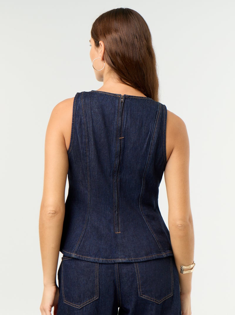 Blusa de vaquero sin mangas Azul - Kiabi