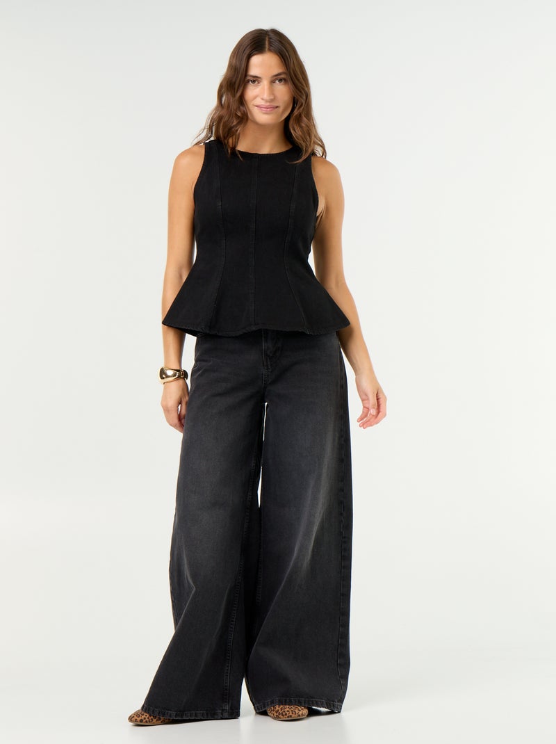Blusa de vaquero sin mangas Negro - Kiabi