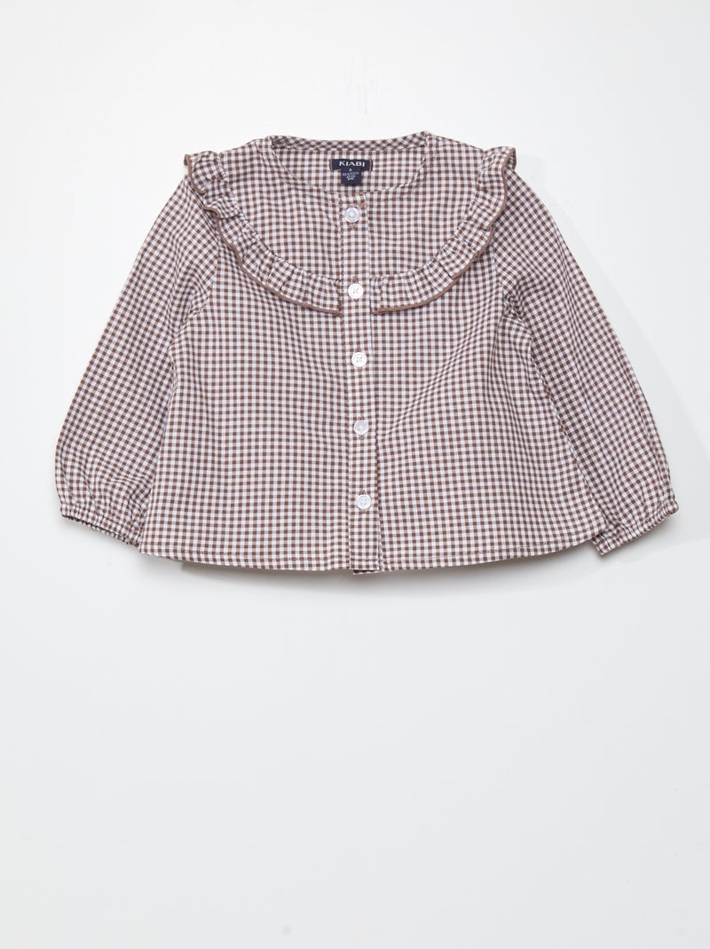 Blusa de vichy MARRON - Kiabi