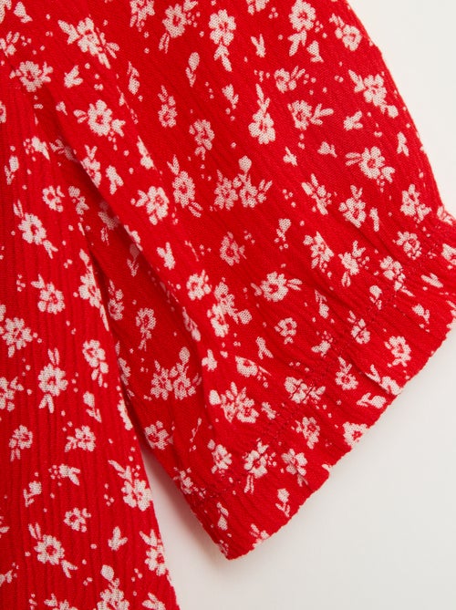 Blusa de viscosa con cuello con volantes - colección fácil de poner - Kiabi