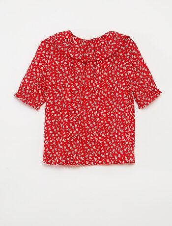 Blusa de viscosa con volante en el cuello - So Easy