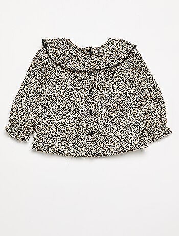 Blusa de voile de algodón con estampado de leopardo