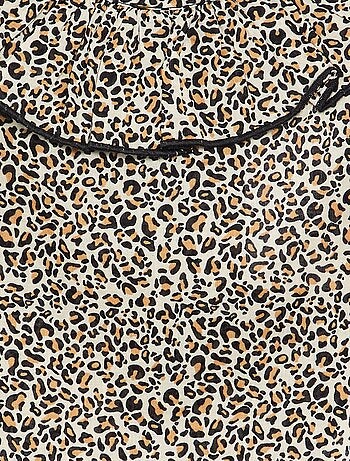 Blusa de voile de algodón con estampado de leopardo