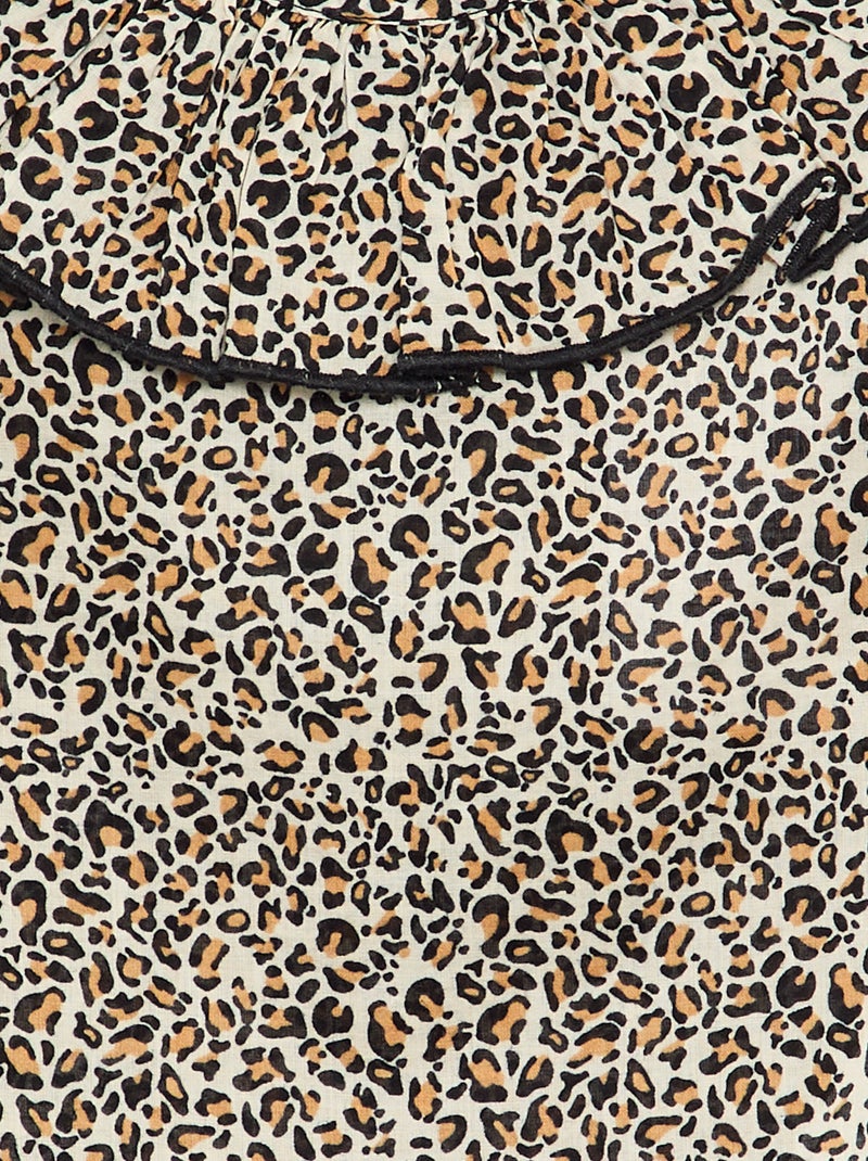 Blusa de voile de algodón con estampado de leopardo Marron - Kiabi