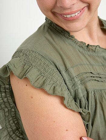 Blusa de voile de algodón sin mangas - AFIBEL